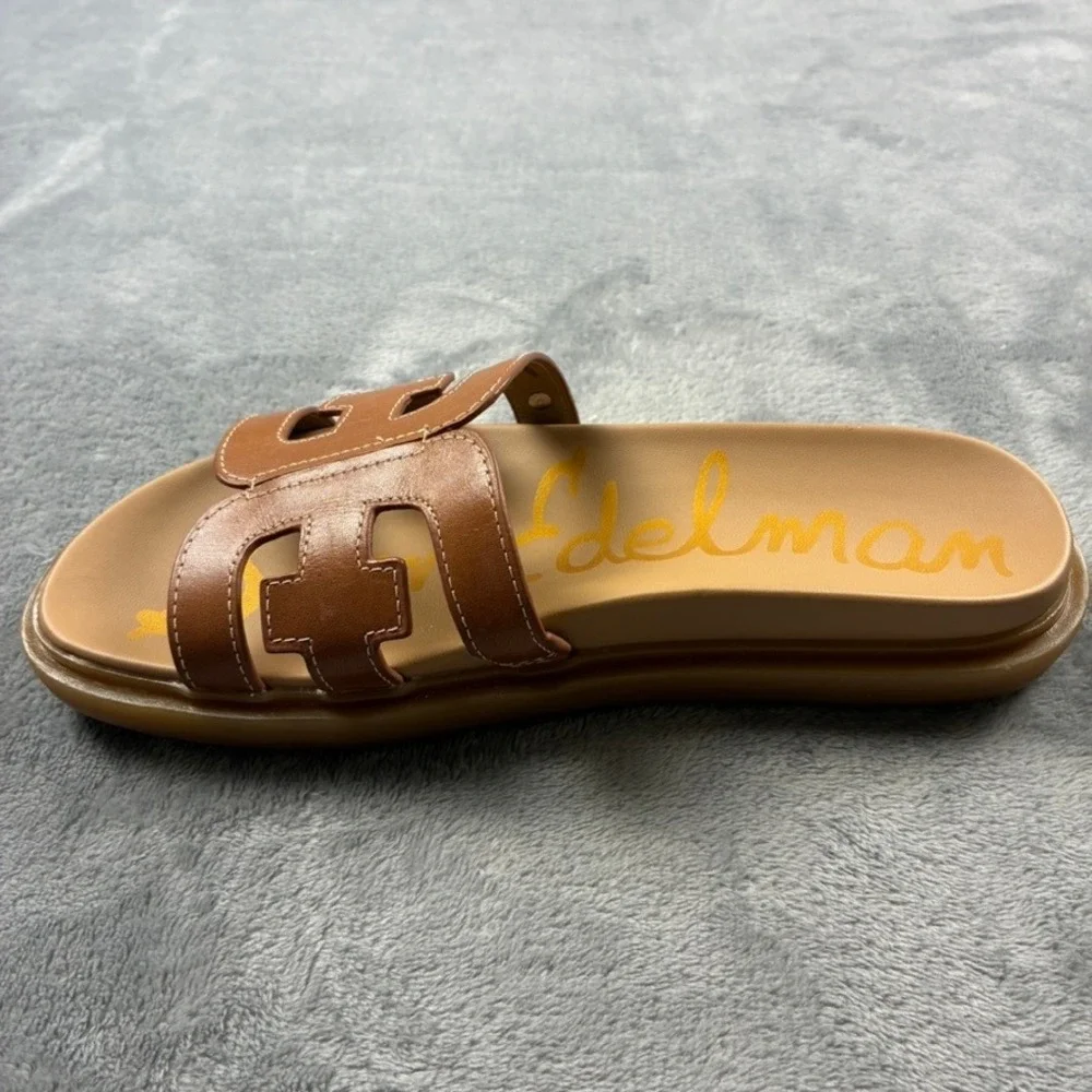 Sam Edelman Valeri Platform Slide Sandals Womens 6M Brown Leather Cutout Logo - Picture 15 of 15